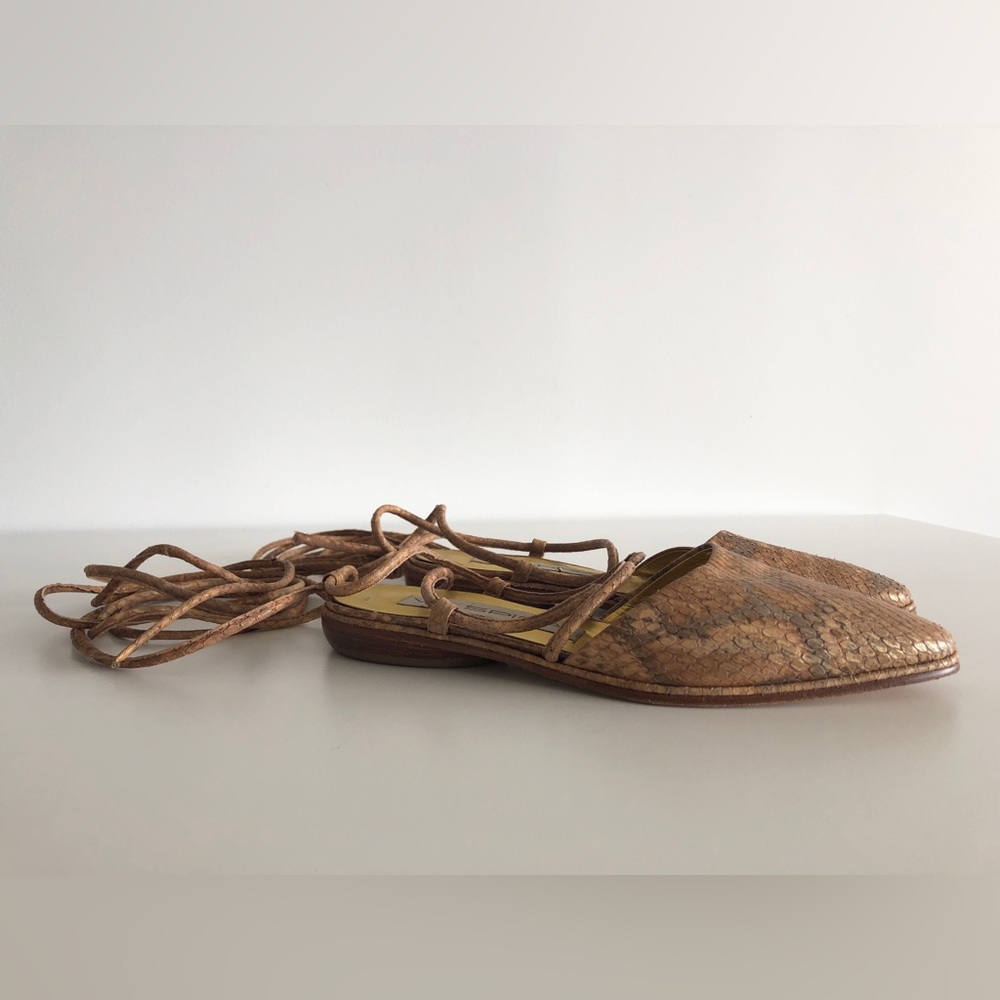 Via Spiga Embossed Python Leather Gladiator Sanda… - image 3